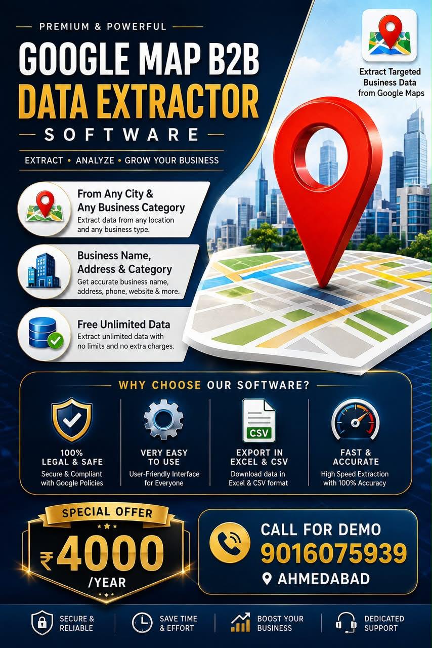 Google Map B2B Data Extractor Software — Extract Targeted Business Data from Google Maps