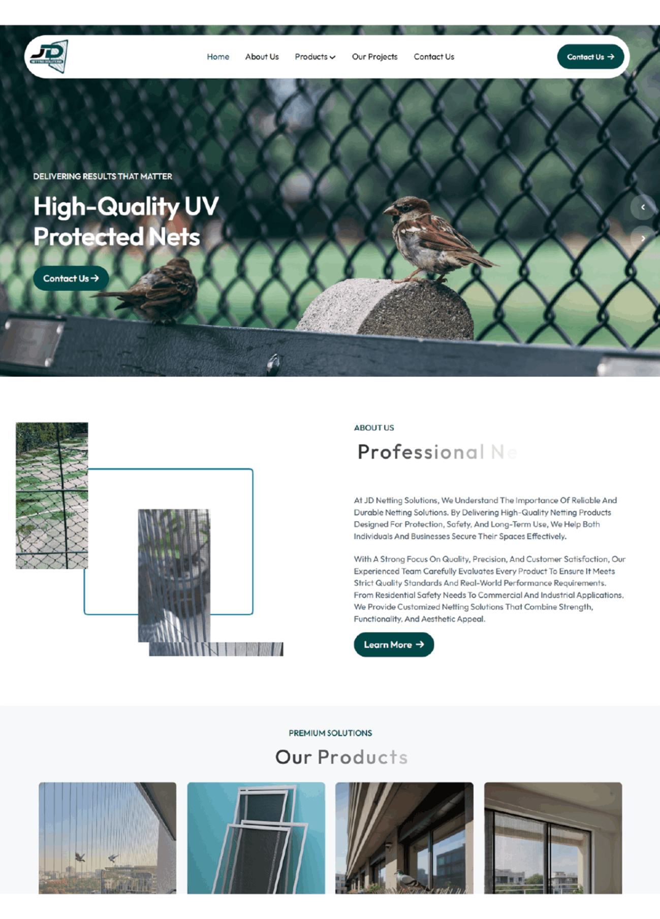 JD Netting Solutions website work